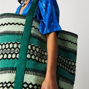 Sold Out! Free People Gold Coast Tote In Green NWOT!